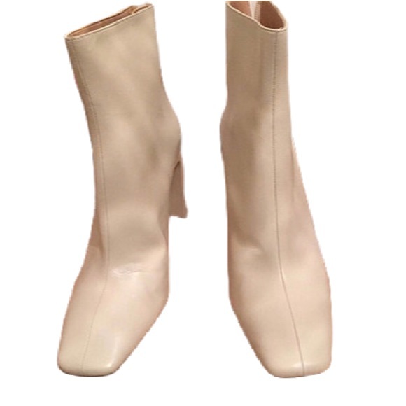 ZARA Cream Square Toe Leather Booties - Size 40 - SOLD OUT IN STORES - Picture 3 of 5